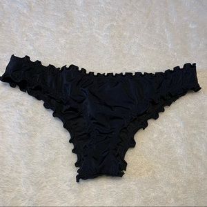 Black Bikini Bottoms With Lettuce Detail